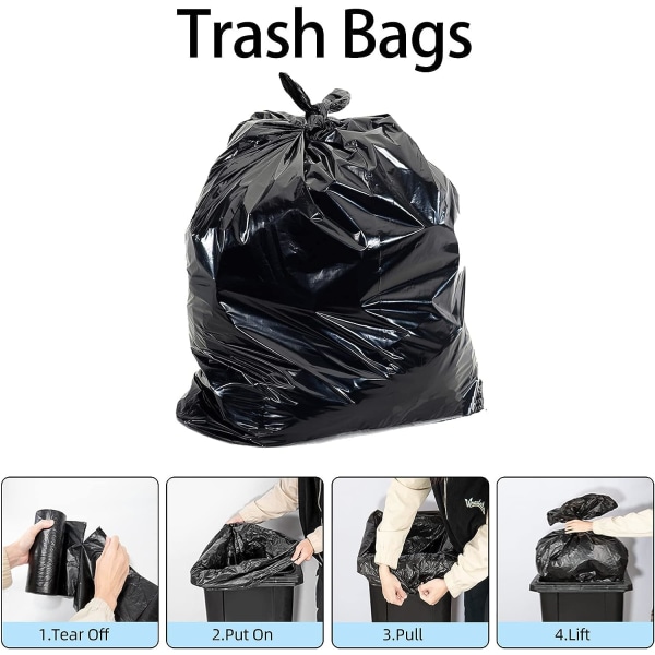 Trash Bag 125 Liters Sliding Tie High Trash Bin, Ultra Resistant Trash Bag, Black Trash Bag Selective Sorting Garbage Trash Bags (80x100cm, 50 Bags)