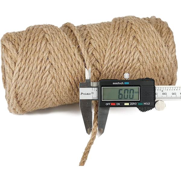Jute Twine Rope 6mm, 50 metriä hamppuköysi, puutarhaköysi DIY:lle, puutarhanhoitoon, pakkaamiseen
