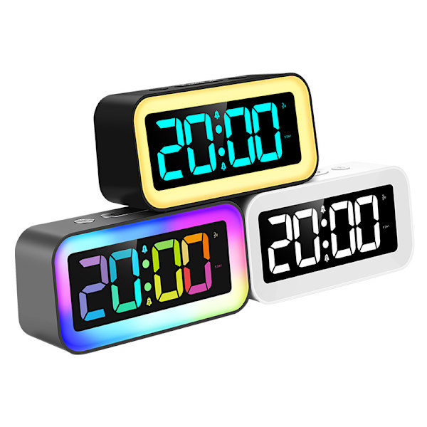 Digital väckarklocka, ljus barnväckarklocka med 7 färgers nattlampa, LED digitalklocka, tonårsmorgonväckarklocka, justerbar ljusstyrka,