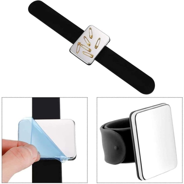 Svart magnetisk håndleddsstropp, 1 stk., magnetisk syholdere, magnetisk synålspute, magnetisk nåleholder med håndleddsstropp for DIY-sying og brodering