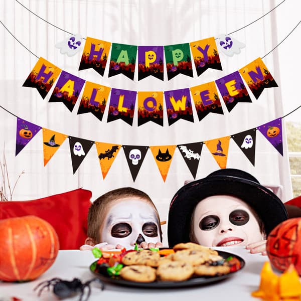 2 stk Halloween pull flagg dekorasjon kreativ hengende