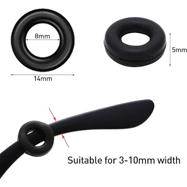 24 par runde briller holdere, silikone briller kroge, stang spids holder ring, briller ærme holder til