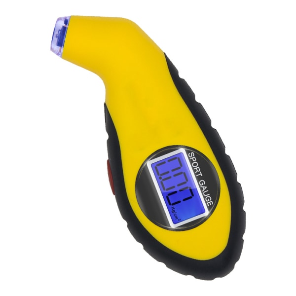 Digital dæktryksmåler, bærbart skridsikkert håndtag, med baggrundsbelyst LCD, letvægtsmundstykke, universal til biler, cykler, motorcykler (gul)