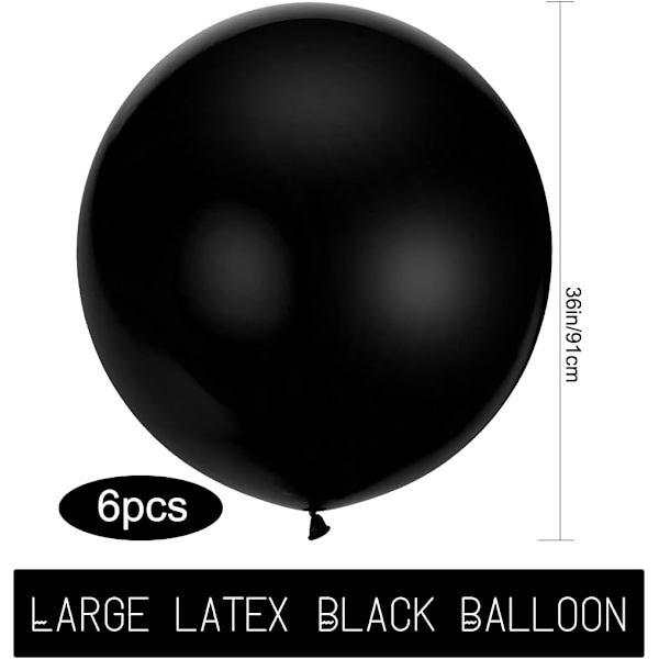 Bluelves Sorte Balloner, 90cm Store Sorte Balloner, Sort Ballon, til Bryllup Fødselsdag Dåb Babyshower Fødselsdag Børn Karneval Fest Dekoration, P