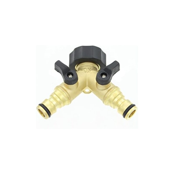 9,2x7x7cm Solid messing 2-vejs dobbelt hane adapter med individuelle on/off ventiler