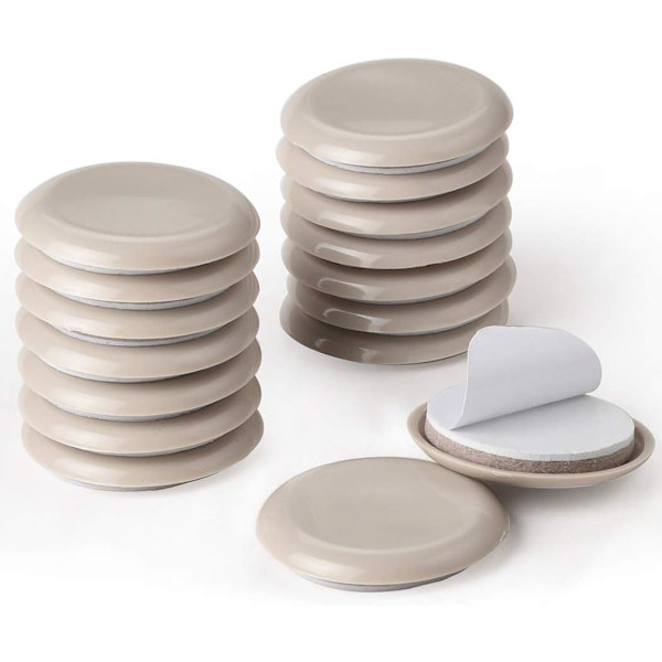 Möbelglidare 16 st självhäftande 54 mm runda möbelglidare för golvskydd (beige)