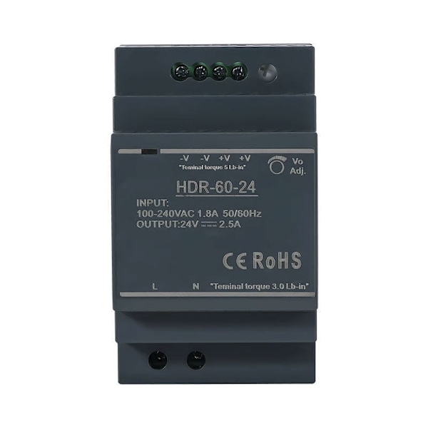 HDR Strömförsörjning för DIN-skena, Ultra Slim DIN-skena Strömförsörjning/3SU HDR-60-24, 24V 2.5A 60W