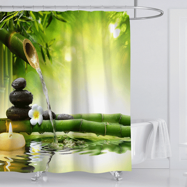 Duschdraperi Vattentät Mögelbeständig Polyestertyg Maskintvättbar Duschdraperier Badrum 180x180cm (Bambugrön)