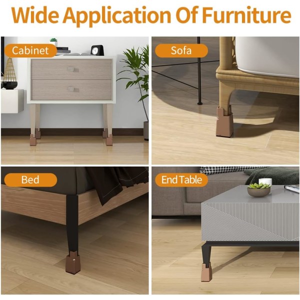 Brun - 10cm justerbar møbelpute med skrueklemmer, 4" pute for senger, bord, sofaer, skrivebord, solid møbelpute for 0,8-1.