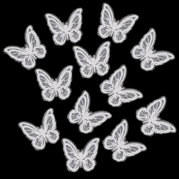 20 stk Butterfly Lace Trim Patches Dobbeltlag Butterfly Broderte Patches DIY Håndverk Butterfly Dekor Applique Patches for Sy Håndverk Bryllup Par