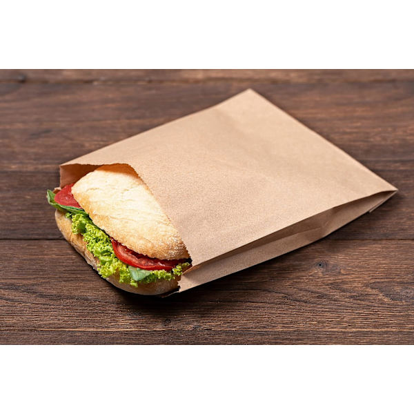 15*5*22cm, 100-pack bruna papperspåsar för frukost, papperspåsar, brödpåsar, godis, kakor, snabbmat, kaffe, matbageri