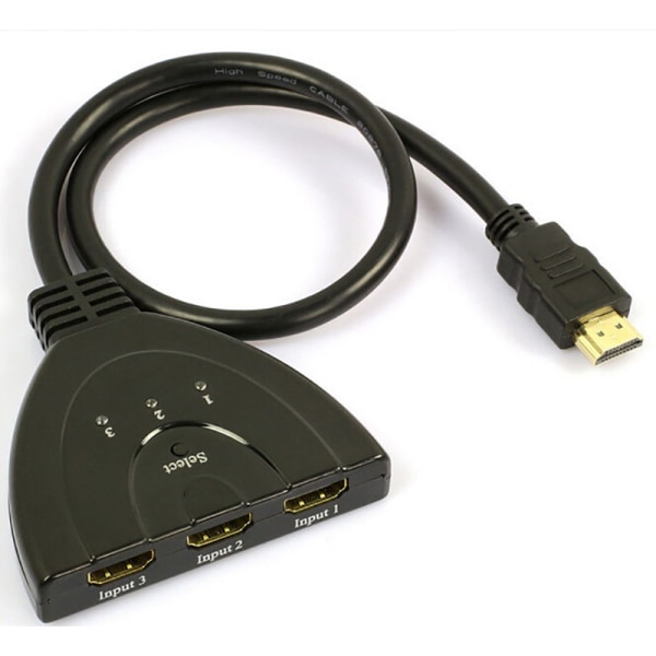 3 Ports HDMI Switcher med Pigtail-kabel kompatibel med Full HD 4