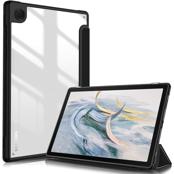 Ultratunt case för Samsung Tab A8 10.5 2021 SM X200 X205 X207, stötsäkert case med transparent case(svart)