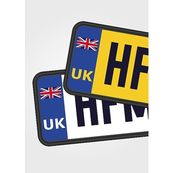 12 britiske nummerplade klistermærker | Europæiske klistermærker (hvid + gul)