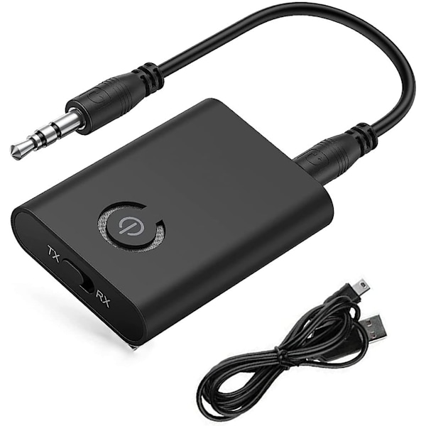 Bluetooth 5.0 Adapter Transmitter, Trådløs bærbar 2 i 1 Bluetooth Transmitter og modtager, Stereo 3,5 mm Jack Bluetooth Audio Adapter, Til hovedtelefoner