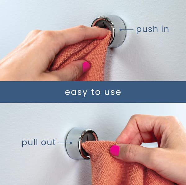 Runda Självhäftande Handdukshängare med Push-Pull Funktion för Kök, Handdukar och Disktrasor, 4-pack