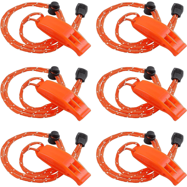 6PCS säkerhetsräddningsvisselpipa med justerbar reflekterande snöre nödplastvisselpipa oceanvisselpipa
