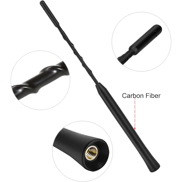 Auton FM Dab -antenni, 23 cm:n auton antenni, yleismaailmallinen autoradioantenni, jossa on tehokas FM/AM/Dab-vastaanotto, 5 mm:n ja 6 mm:n sovittimella