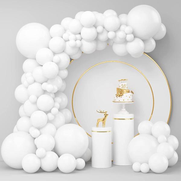Vita ballonger Vita ballongbågsset Vita latexballonger Bröllopsdekorationer Födelsedagsfester Babyshower Examen Vit temafest Ba