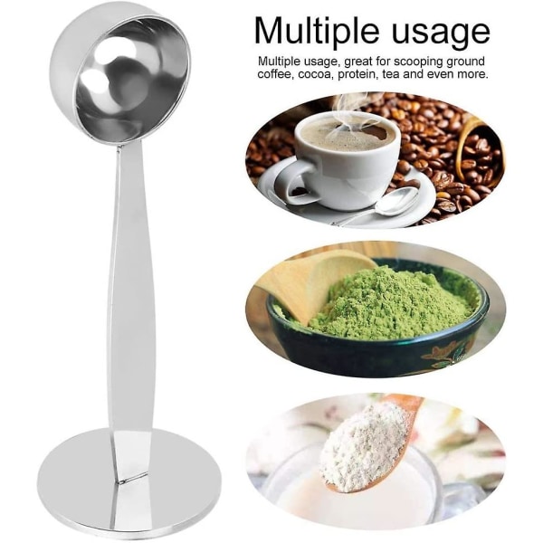 2 i 1 rustfritt stål kaffeskje kaffestamper presser espressoholder kaffemål teverktøy syltetøymål for krydder