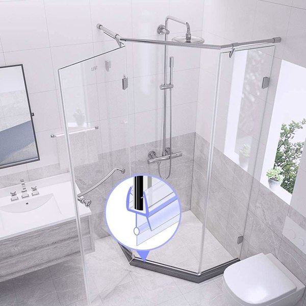 70CM 2 stk. One Piece brusedørstætning til 4-6mm glas, foldebar brusevægstætning, erstatningstætning, lige/buet glas brusedørstætning.