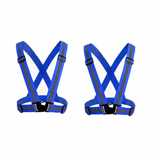 Reflekterande säkerhetsväst för vuxna/barn, justerbar västjacka med hög synlighet, sportutrustning med hög synlighet för jogging, 2-pack (blå)