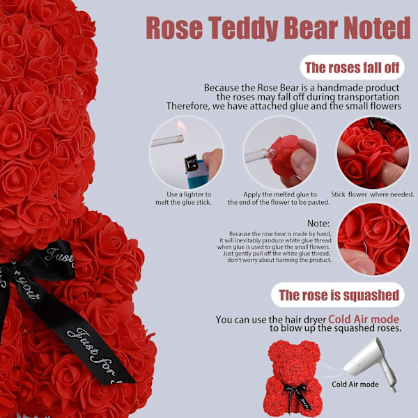 Rosbjörn Teddyblomma Dekorativ Ask Valentin Present Mors Dag Jubileum Födelsedagspresent