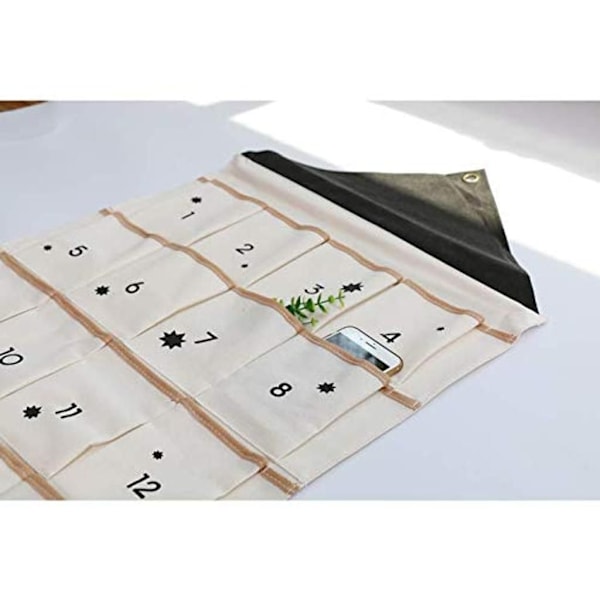 24 Lomme Stof Julekalender Hængende Ornament (Sort)