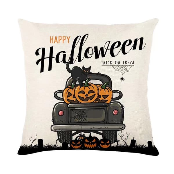 Rolig pumpa Halloween tryckt kuddfodral soffkuddfodral (4 stycken)
