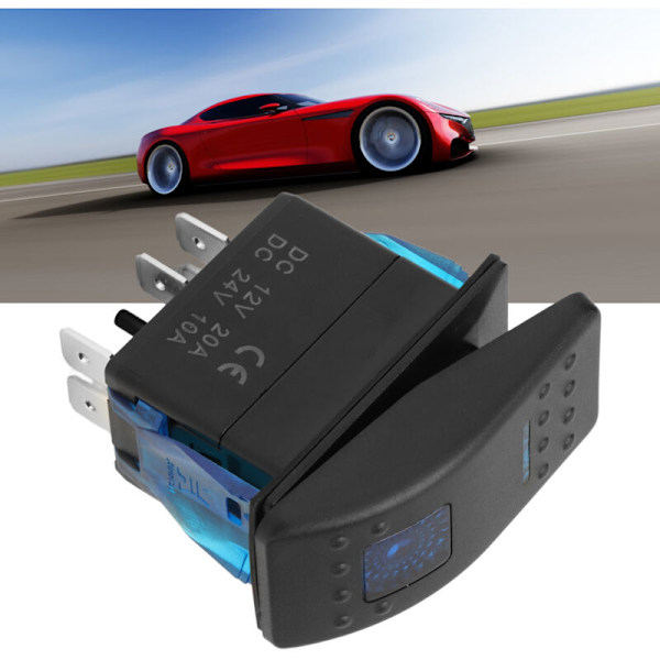 Vedenpitävä 5-nastainen kytkin rattaisiin, on/off, unipolaarinen, kaksoissuihku, LED, sininen taustavalo, veneisiin, maastoautoihin, kuorma-autoihin, 12-24 V