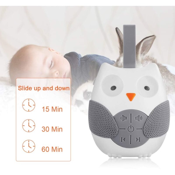 Baby Sleep Succte Shusher, beroligende uglelydmaskiner Hjelper baby gave baby 12 beroligende lyder og 2 timer for reiser barnevogn