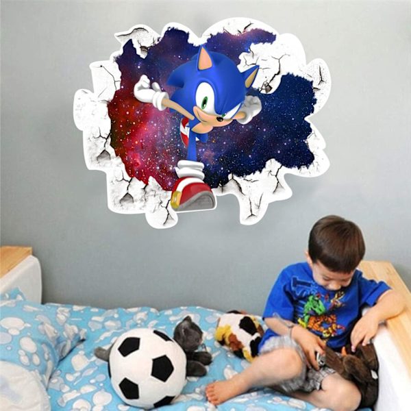 Seinän tarra - Sonic seinän tarra 3D-tarra Sonic Adventure TV-tausta Ikkunan koriste Irrotettava tarra Vinyylitarra 40*50cm
