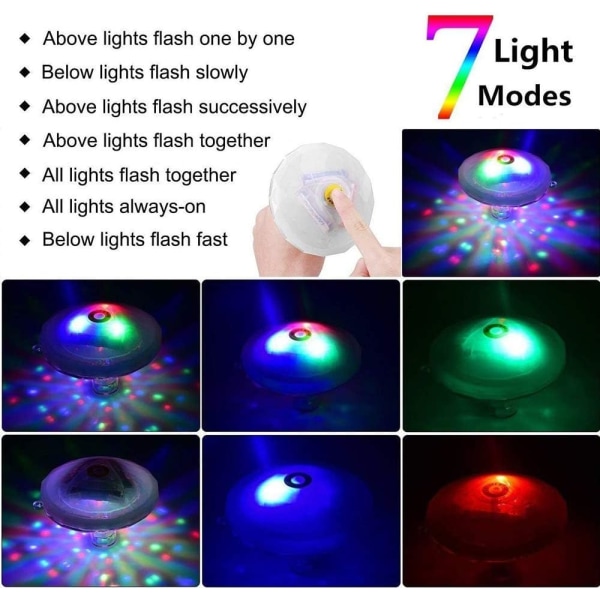 Diamond floating pool Led bath light for bathroom disco pool swimming pool children's bath toys, 7 modes, various colours battery operated