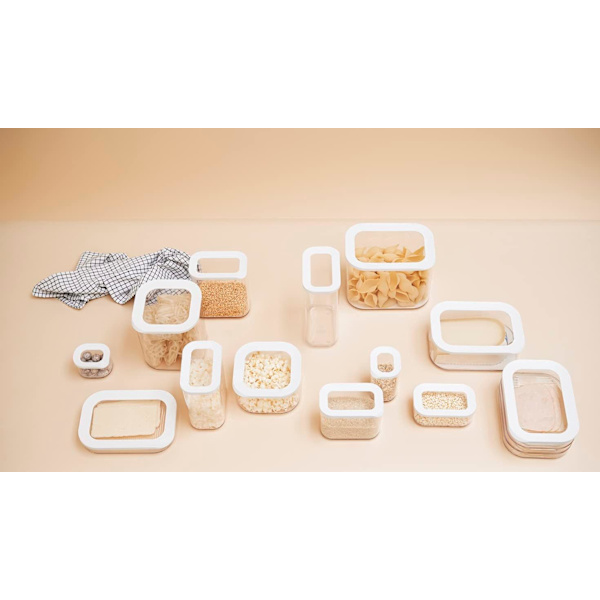 Förvaringsbehållare Deli Köttmodul 3-våningar - Kylskåpsförvaringslåda med lock - 3 individuella kylskåpsförvaringslådor - 1650 ml - Vit