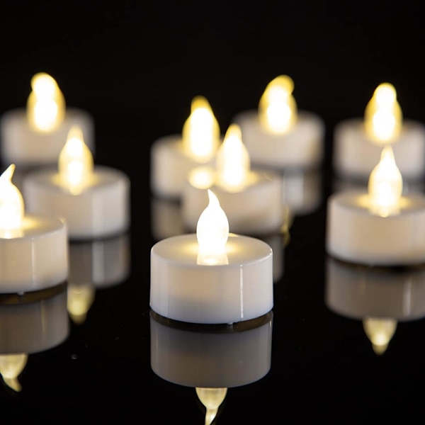 simile Tealights 24-pack, flamlösa LED-teakljus, batteridrivna falska ljus, 100 timmar för bröllopsfest, semesterdekoration utomhus
