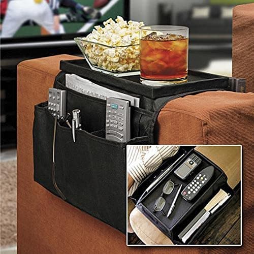 1 stk (svart, ca. 30*18*18cm) Sofa Armrest Oppbevaringspose Sofa Oppbevaringspose Organizer for Fjernkontroll/Tekopp