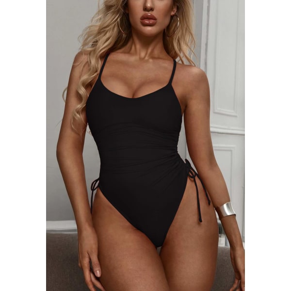Ruched High Cut One-Piece Badedrakt S