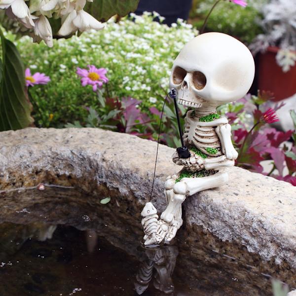 Kreative kraniefiskeri harpikshåndværk ornamenter Halloween dekorationer akvarium blomsterpotte ornamenter