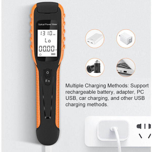 Mini Wattmeter Optisk Fiber Optisk Detektor af Høj Præcision 9 Standard Bølgelængde Cyklusser Swap med frekvensgenkendelse LED lommelampe
