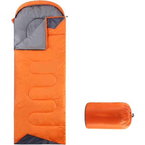 Sovepose for voksne vanntett kuldesikker sovepose jenter gutter menn varm camping fotturer utendørs reise kompresjonspose oransje