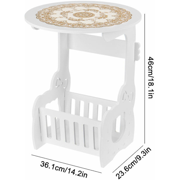 Hvid Lille Rund Side End Bord Ved Siden Af Kaffe Te Bord Opbevaring Organizer Rack