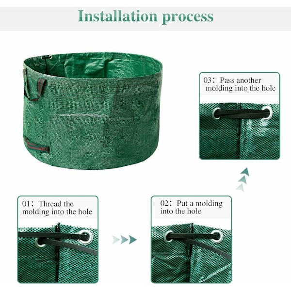 Vedenpitävä puutarhalaukku Jätepuutarhajätesäkit PP:stä, kokoontaitettava ja uudelleenkäytettävä, repeämätön puutarhalaukku 81x46cm