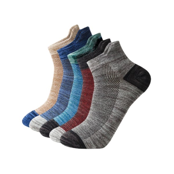 Sokker for menn, pakke med 5 par lave sokker for menn og kvinner, tykke og pustende sportssokker for menn, bomullssokker for menn til løping