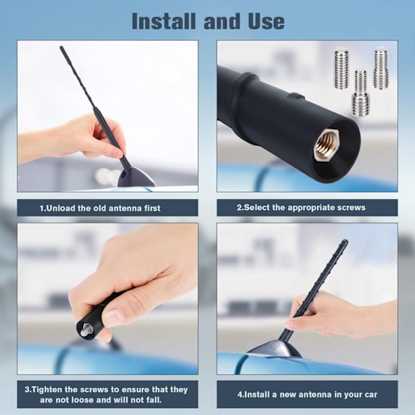 176 cm Kort bilantenne universal fm dab antenne bilantenne bilradioantenne tak for optimal am/fm-mottak med super kompatibilitet skrue m4