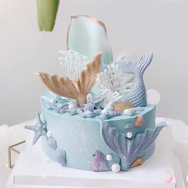 4 stk. Marine Tema Fondantform Tang Havfisk Krabbe Koraller Konkylie Havskaller Form DIY Håndlavede Bageværktøjer