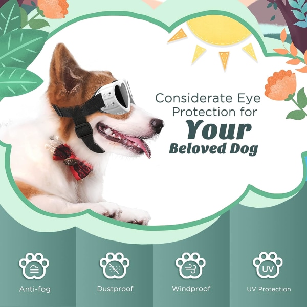 Hjerteformede hundebriller, justerbare solbriller til kjæledyr, vindtett En