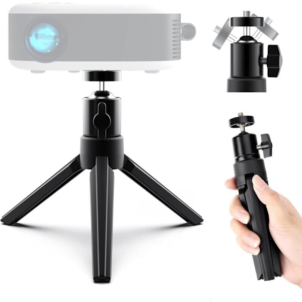 Mini Projektor Tripod - Bærbar Mini Projektor Tripod, Projektorstativ med 360° Roterende Metal Kuglehoved til Kamera, Mini Projektor, Webcam/PTZ Trip