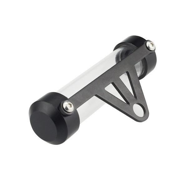 Sort tommelfingerholder, cylindrisk motorcykel aluminiumlegering og generel akryl skive rør vandtæt sikkerhedsholder ramme til Plupa