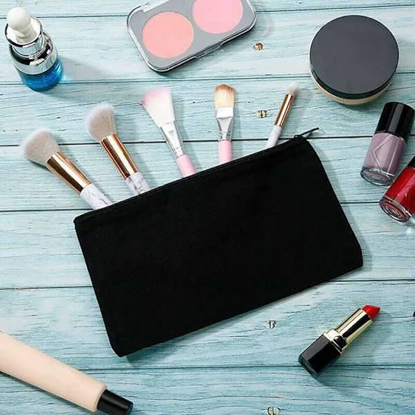 2 stk. (hvid-21*12cm) lærred makeup taske, tomme penalhuse, multifunktionel lynlås taske DIY håndlavet rejsetaske, kvinder makeup taske, master pung,
