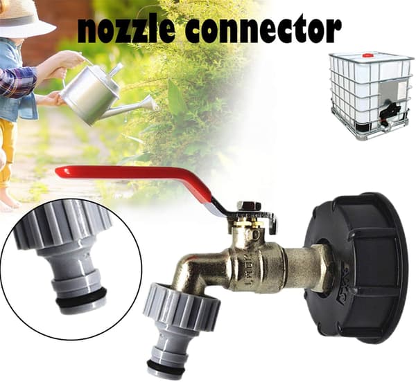 Hane Tank 1000L S60X6 IBC Fitting Hane med 1/2\" Slangeforbindelse, Afløbstankadapter, til Havehane (1 stk)